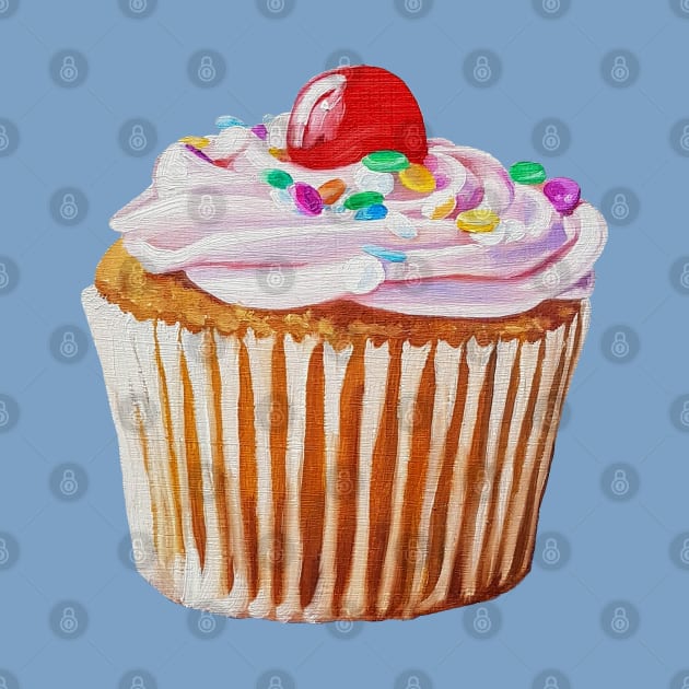 Cherry Cupcake painting (no background) by EmilyBickell