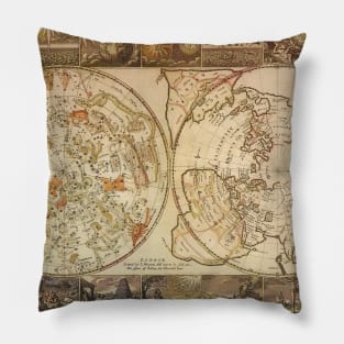 Vintage Celestial Planisphere Map by Joseph Moxon Pillow