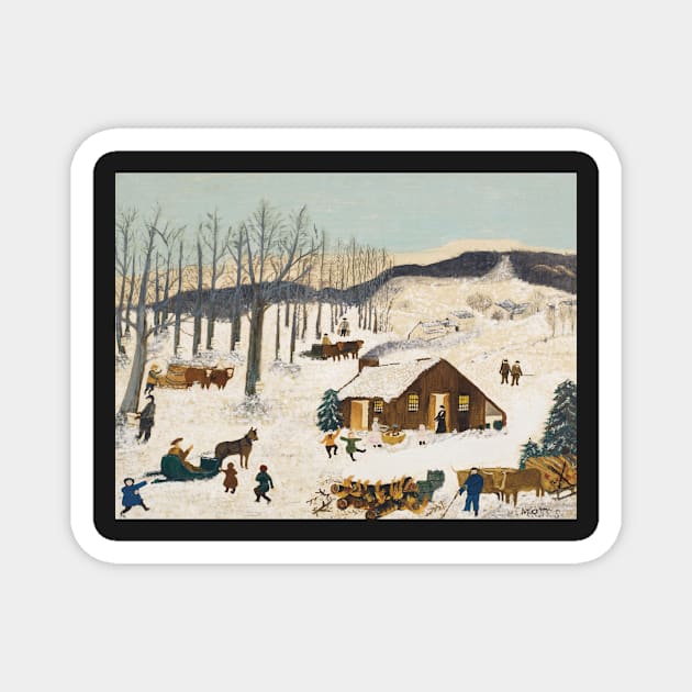 The Burning of Troy by grandma moses Magnet by QualityArtFirst