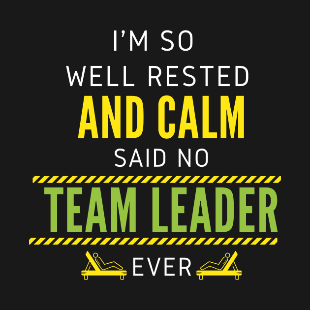 I'm So Well Rested And Calm Said No Team Leader Ever by nZDesign