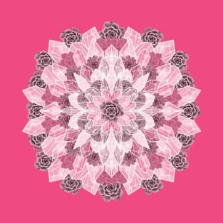 Crystals Succulents Mandala PINK T-Shirt