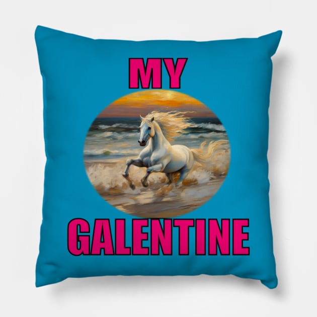 My galentine white horse in the surf Pillow by sailorsam1805