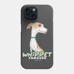 Cute whippet dog posing on Whippet with Green Collar tee Phone Case