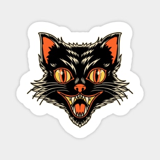 Vintage Halloween Cat - Spooky Black Cat Magnet