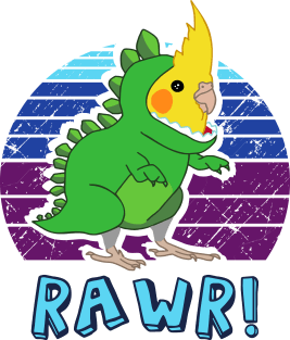 RAWR - Aesthetic Vaporwave Cockatiel Dinosaur Magnet