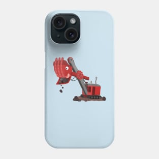 Cute red steam shovel digger cartoon illustration Phone Case