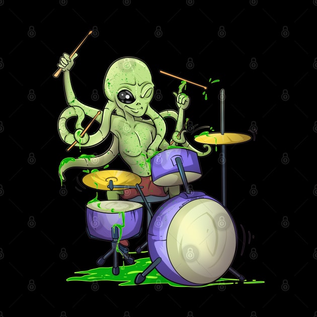 Drum Playing Squid Alien by Trendy Black Sheep