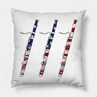 Bassoon USA Flag Bassoonist 4th July Patriotic Musician Pillow