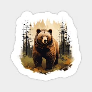 Watercolor Grizzly Bear Magnet