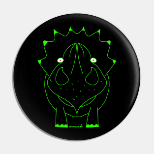 Triceratops dinosaur fisheye green Pin