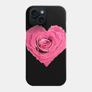 Heart Shaped Pink Flower with Water Droplets Phone Case