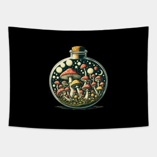 Mushroom Garden in Jar Retro Vintage Tapestry