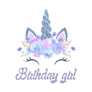 Blue unicorn birthday girl T-Shirt