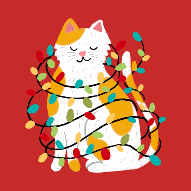 Kitty Tangled In Christmas Lights by SWON Design