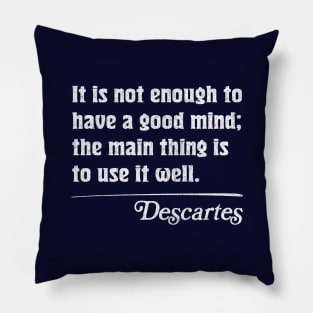 It is not enough to have a good mind; the main thing is to use it well - Descartes Pillow