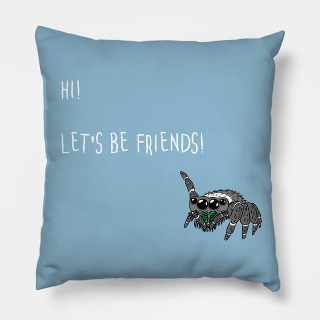 Jumping Spider "Hi! Let's be Friends!" Pillow by SNK Kreatures