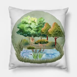 Lake in the forest Pillow