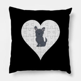 Terrier Heart Jigsaw Pieces Design - Gift for Terrier Black Lovers Pillow
