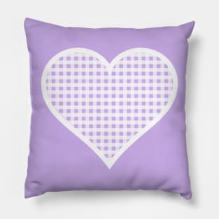 Pale Purple and White Gingham Heart Pillow