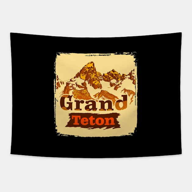 Grand Teton - vintage Tapestry by GraphGeek