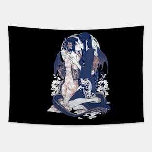 Two Geishas Kissing Graphic T-Shirt 02 Tapestry