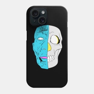 Dope half face and half skull face illustration Phone Case