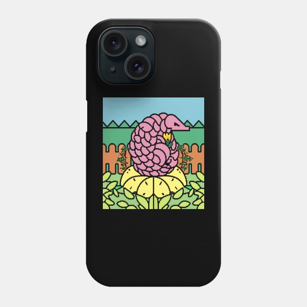 AI Generated Pixel art Pangolin on round flower Phone Case by Catbrat
