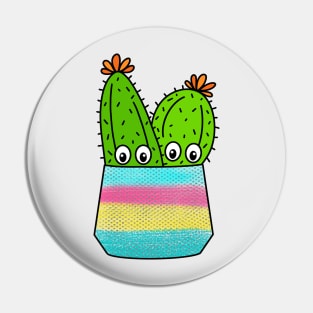 Cute Cactus Design #280: Cute Cacti In Spray Painted Pot Pin