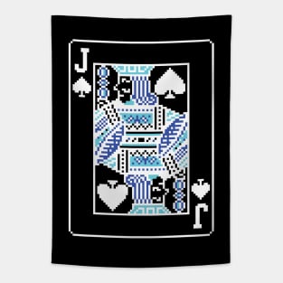 Jack of Spades Pixel Art Bright Negative Mode Tapestry