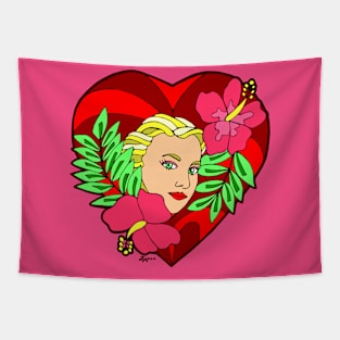 Hibiscus Heart and Pretty Girl Tapestry