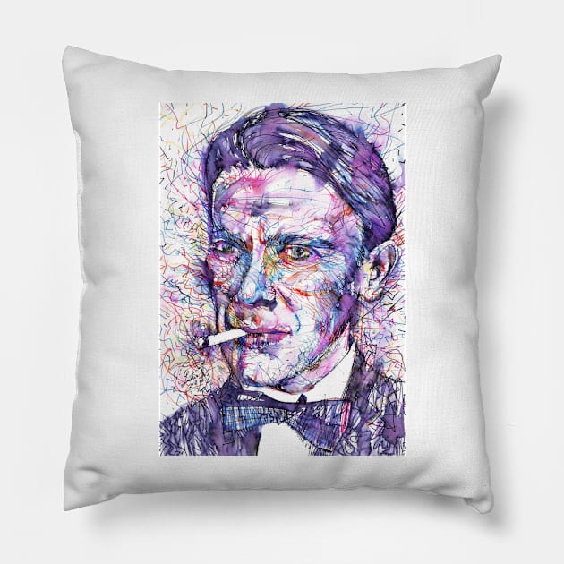 MIKHAIL BULGAKOV - watercolor portrait Pillow by lautir