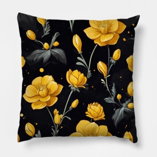 Yellow Flowers Floating in Space Pillow