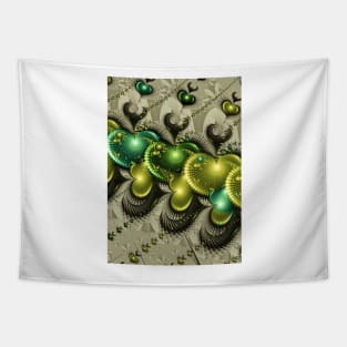 Triple Hearts Fractal Pattern Tapestry