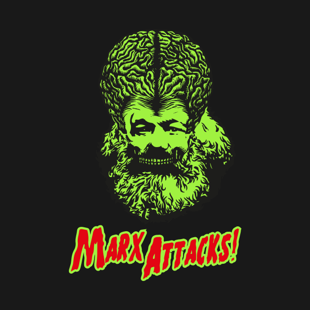 Marx Attacks Green by Bear Tees