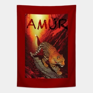 Amur leopard in the wild Tapestry