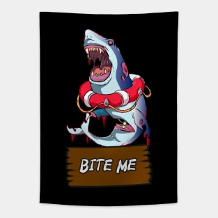 Bite me Shark Zombie Tapestry