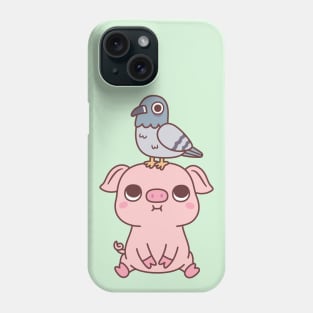 Cute Pigeon On Pig Doodle Phone Case