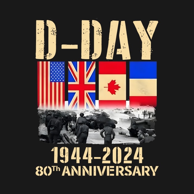 D-Day 2024, Normandy Landings 80th Anniversary 1944-2024 UK Flag by thavylanita