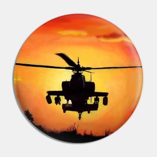 AH-64 Apache Helicopter Oil Painting Pin