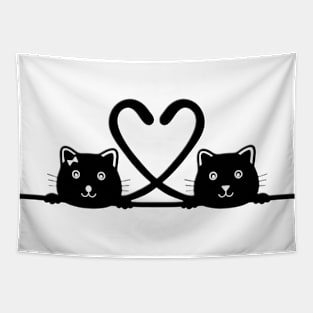 Black cats in love Tapestry