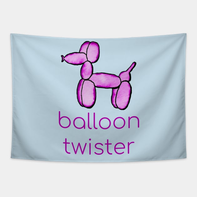 Pink Watercolor Balloon Dog - Balloon Twister Tapestry by KelseyLovelle