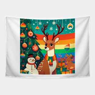 Queer deer, christmas tree with gift Tapestry