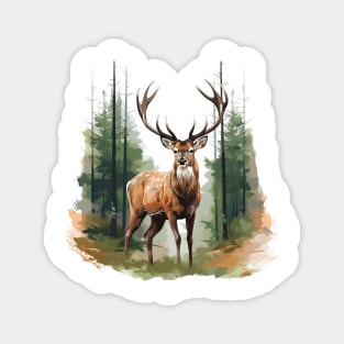 Deer And Forest Magnet