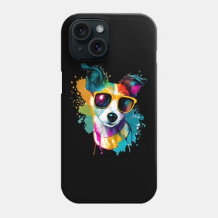 Colourful cool Jack Russell Terrier dog with sunglasses. Phone Case