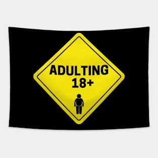 Warning Adulting Tapestry