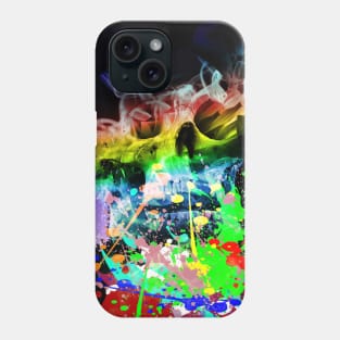 Rainbow Skull, Smoke Paint Ink, Black Phone Case