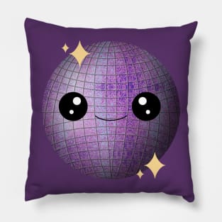 Kawaii Disco Ball in Purple Pillow