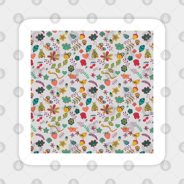 Insects and Flower Pattern Magnet by Pearsville