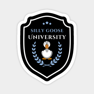 Silly Goose University - Angry Cartoon Goose Emblem With Blue Details Magnet