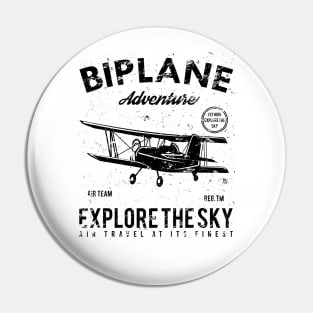 Biplane Adventures, Retro/Vintage Design Pin